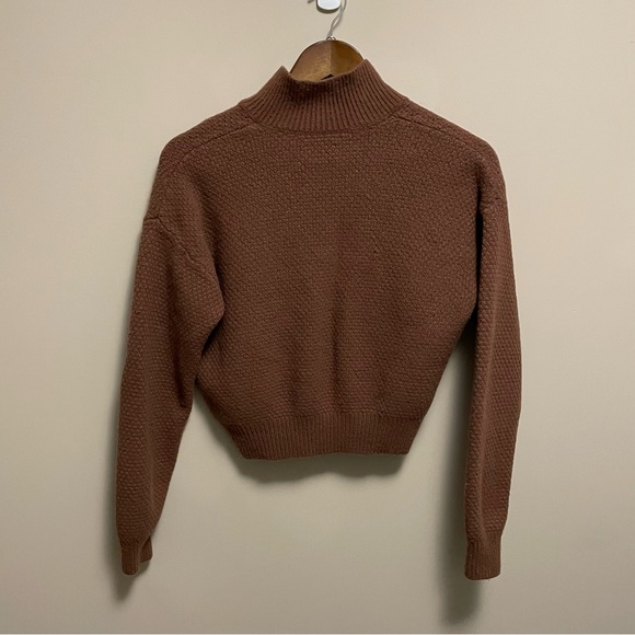Aritzia Sunday Best Lottie Sweater Brown Wool Blend Crochet Squares Women’s 2XS - Picture 10 of 14